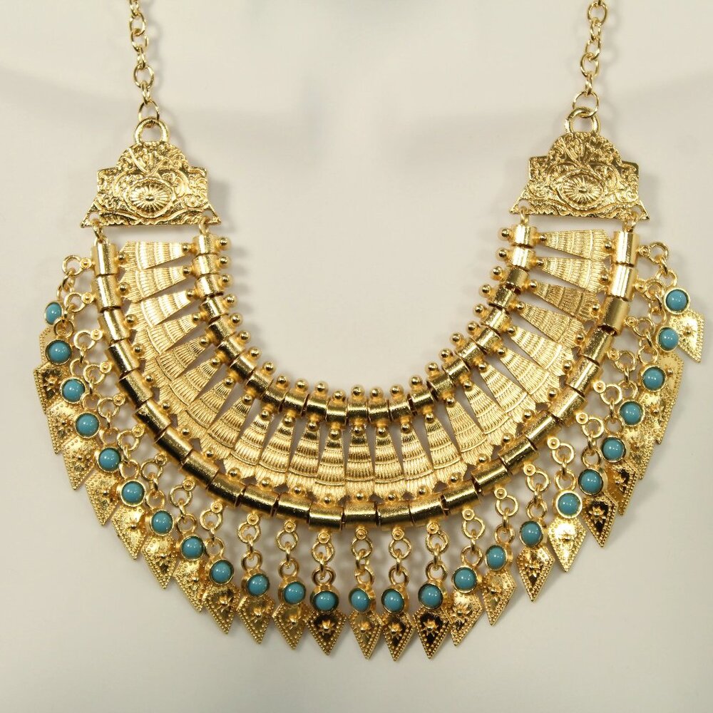 Spiky Boho Gold Shiny Metal statement Necklace